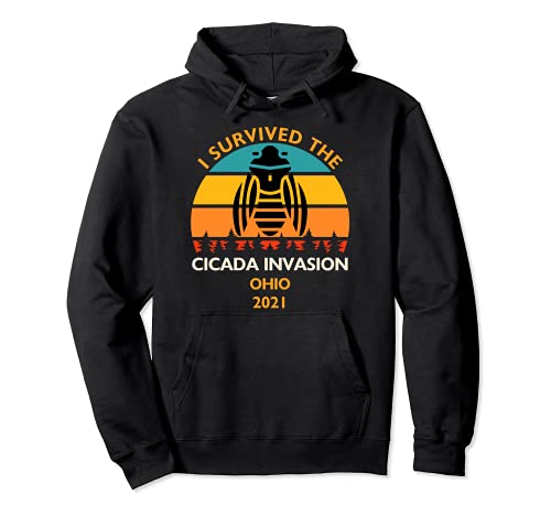 Cicada Invasion 2021 Sobreviví Ohio Retro Sunset Funny Sudadera con Capucha