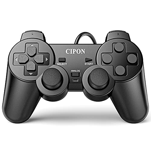 CIPON Controlador con cable compatible con consola PS-2, mando a distancia negro con cable de 2,2 m