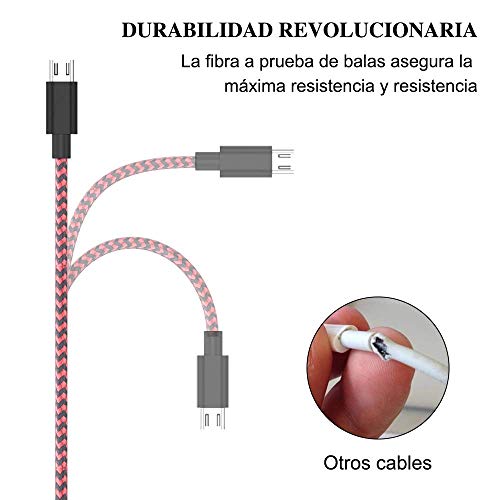 CiSiRUN Cable de Carga para PS4 y Xbox One Cable de Carga para Mando,3m（Rojo）