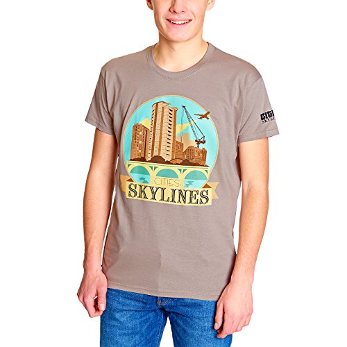 Ciudades horizontes para Hombre de la Camiseta de la Cubierta del Logotipo de Color Beige de algodón Juego - M