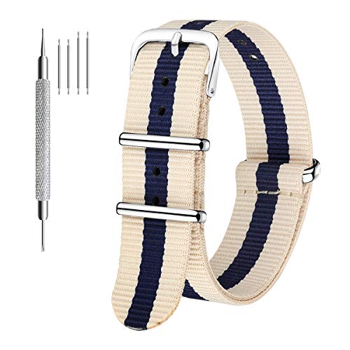 CIVO NATO Correa 6 paquetes 16 mm 18 mm 20 mm 22 mm 24 mm Bandas de reloj de nailon balístico Correas Hebilla de acero inoxidable con barra de resorte y herramienta de pasador de enlace