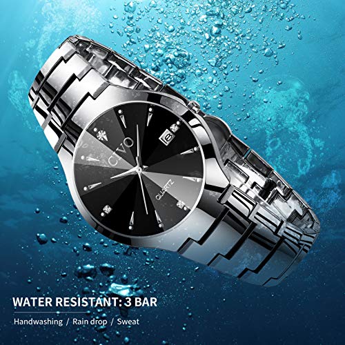 CIVO Relojes para Hombre Acero Inoxidable Impermeable Reloj de Pulsera de Lujo Fecha Calendario Clásicos Analogicos Reloj de Cuarzo Negocio Casual Simple con Correa de Plata