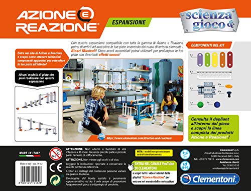 Clementoni - 19162 – Acción y reacción – Rieles Musicales – Fabricado en Italia – Juego de expansión de Pista – Juego de lógica y física – Juego científico para niños a Partir de 6 años, Italiano