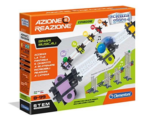 Clementoni - 19162 – Acción y reacción – Rieles Musicales – Fabricado en Italia – Juego de expansión de Pista – Juego de lógica y física – Juego científico para niños a Partir de 6 años, Italiano