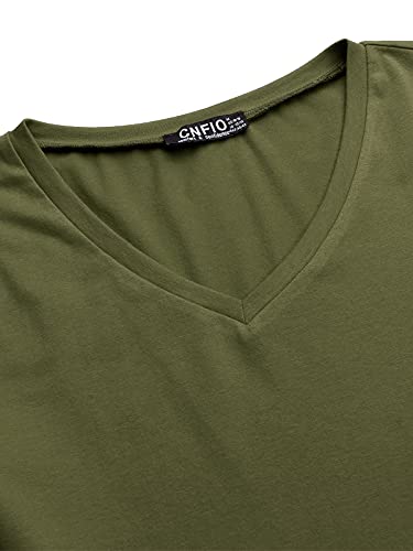 CNFIO Camiseta Verano Mujer Camisetas de Manga Corta Blusas con Cuello en V para Mujer Top Casual