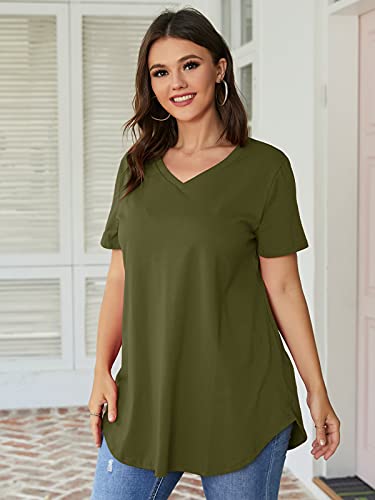 CNFIO Camiseta Verano Mujer Camisetas de Manga Corta Blusas con Cuello en V para Mujer Top Casual