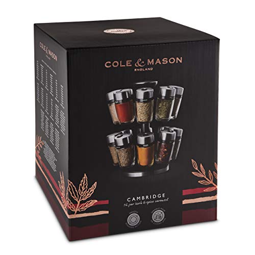 Cole & Mason P7D H121808 Cole & -Mason Herb and Spice Carousel, Plata, tarros, Plateado, 16 Jar