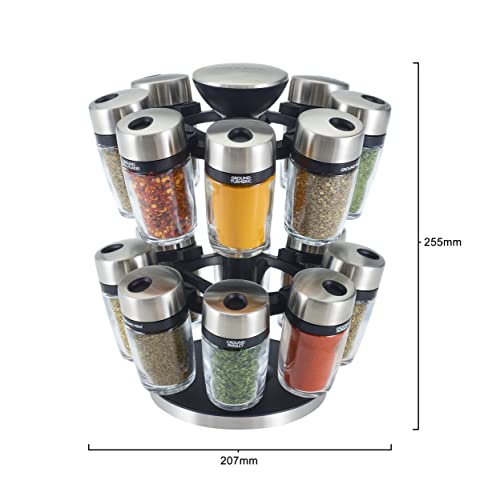 Cole & Mason P7D H121808 Cole & -Mason Herb and Spice Carousel, Plata, tarros, Plateado, 16 Jar