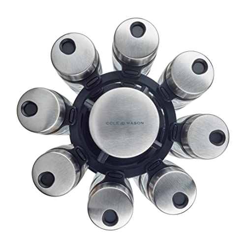 Cole & Mason P7D H121808 Cole & -Mason Herb and Spice Carousel, Plata, tarros, Plateado, 16 Jar