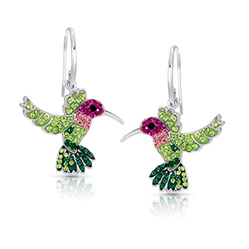 Colorful Flying Hummingbird Crystal Earrings Never Rust 925 Sterling Silver with Hypoallergenic Hooks For Women & Girls with Free Breathtaking Gift Box for Special Moments of Love