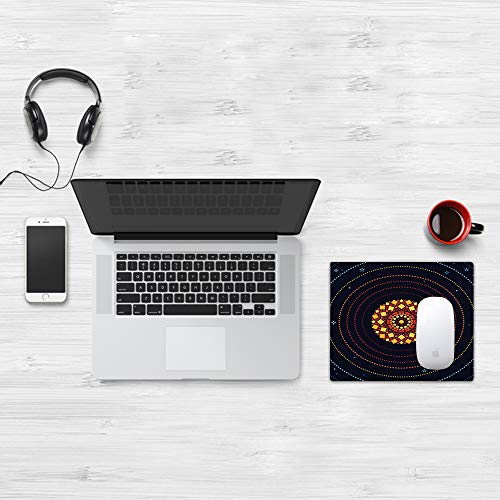 Comfortable Mouse Pad 32x25 cm,Azul oscuro, Sol geométrico en el espacio con órbitas planetarias y estrellas Astron,Base de Goma Antideslizante Wipe Washable para Gamers Ordenador, PC y Laptop32x25 cm