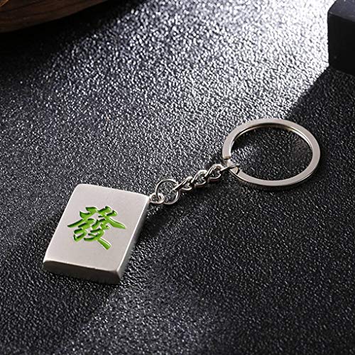 Conijiwadi Chino Mahjong Fortuna Colgante Llavero Afortunado del Coche de Metal Llaveros Key Holder Decoración de Accesorios