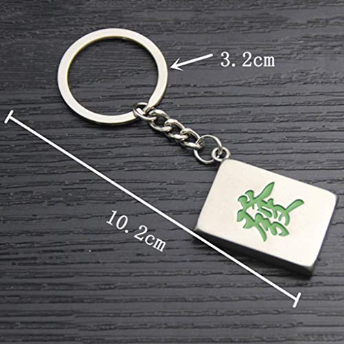 Conijiwadi Chino Mahjong Fortuna Colgante Llavero Afortunado del Coche de Metal Llaveros Key Holder Decoración de Accesorios
