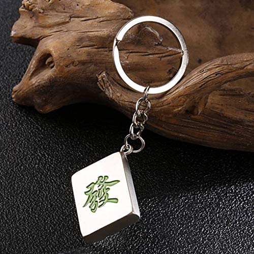 Conijiwadi Chino Mahjong Fortuna Colgante Llavero Afortunado del Coche de Metal Llaveros Key Holder Decoración de Accesorios