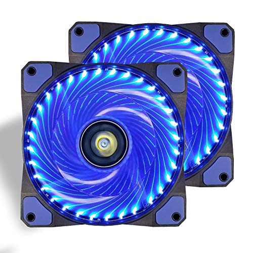 conisy Ventilador de PC, 120 mm LED Gaming Ultra Silencioso Ventiladores para Caja de Ordenador (Doble Azul)