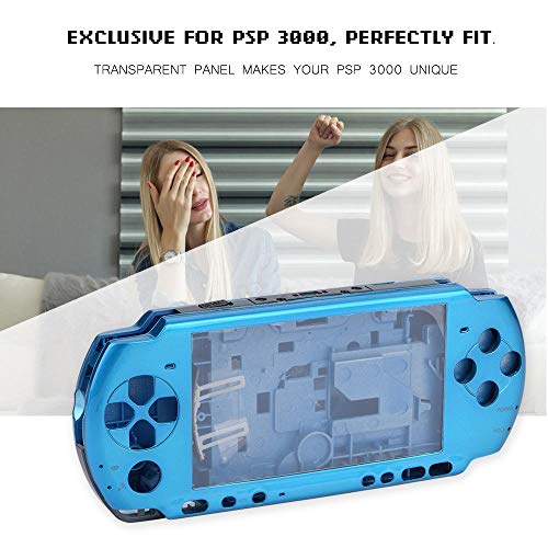 Consola de Juegos Carcasa de Repuesto Carcasa Completa Consola Compatible con PSP 3000(Azul)
