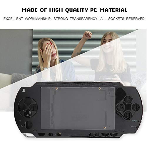 Consola de Juegos Carcasa de Repuesto para Consola de Juegos Juego de Botones con Kit de Botones Compatible con PSP 1000(Negro)