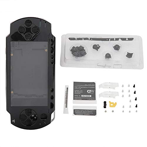 Consola de Juegos Carcasa de Repuesto para Consola de Juegos Juego de Botones con Kit de Botones Compatible con PSP 1000(Negro)