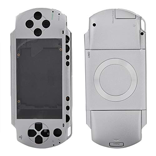 Consola de Juegos Carcasa de Repuesto para Consola de Juegos Juego de Botones con Kit de Botones Compatible con PSP 1000(Plata)