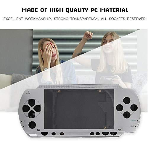 Consola de Juegos Carcasa de Repuesto para Consola de Juegos Juego de Botones con Kit de Botones Compatible con PSP 1000(Plata)