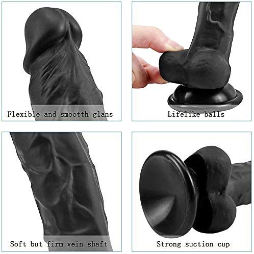 Cônșộlạdôr Ręālīștā 21cm Ręạlîștā Péne Cóck Dong Āñạlęș Pęñę para Mụjęr y Hômbrę, Negro