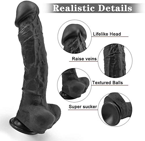 Cônșộlạdôr Ręālīștā 21cm Ręạlîștā Péne Cóck Dong Āñạlęș Pęñę para Mụjęr y Hômbrę, Negro
