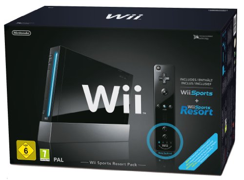 Console Wii noire + Wii Sports + Wii Sports Resort [Importación francesa]