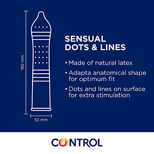 Control Sensual Dot&lines Preservativos - Caja de Condones con Puntos y Estrías, 24 Unidades (Pack Ahorro)
