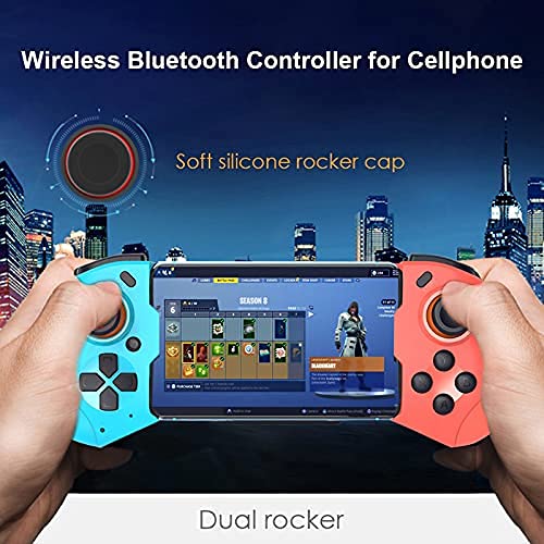 Controlador de juegos para iPhone, Arvin iOS Controller MFi Mobile Wireless Gaming Gamepad con joystick, soporte para teléfono y disparador L3+R3, juego directo, compatible con iPhone/iPad (azul+rojo)