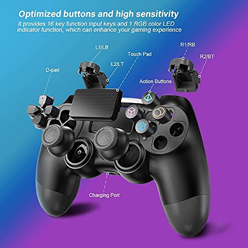 Controlador inalámbrico para PS4, controlador de juegos GEEKLIN gamepad para Playstation 4 / Playstation 3 / PC con panel táctil joypad con control remoto de juego de vibración dual