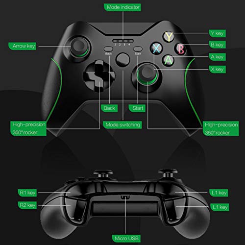 Controlador inalámbrico para Xbox One con receptor, controlador de juegos inalámbrico de 2.4GHZ compatible con Xbox One S / X / Elite PS3 Windows 7/8/10 Android Phone, con vibración dual incorporada