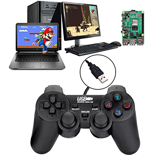 Controladores Juegos con Cable USB para PC/Raspberry Pi Mando Remoto Conecta y Reproduce Choque Doble Gamepad Joystick para Escritorio y Portátil PC(Windows XP/7/8/10) & Roblox/Steam/RetroPie/RecalBox
