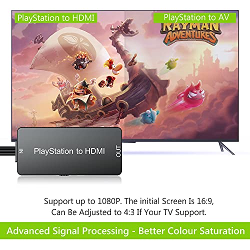 Convertidor de Playstation a HDMI Adaptador con Cables para PS 2 y PS 1 Compatible con 1080P / 720P Color Staturado para PS1/2/3 Adaptador Cable PS1 PS2 a HDMI para Consolas Monitor HDTV
