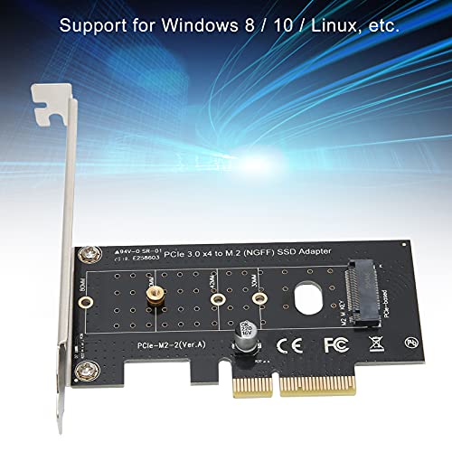 Convertidor M.2 a PCIe, Tarjeta Adaptadora SSD PCI-E 3.0 X4 a M.2 Disco Duro NGFF Expansión del Controlador de Host Universal para Windows 8/10 / Linux, Etc.