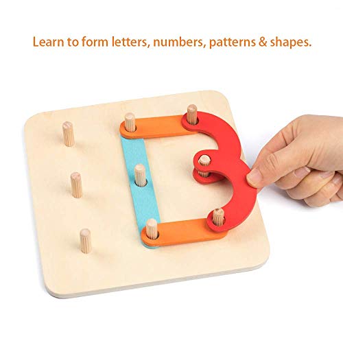 Coogam Números de Madera y Letras Kit de Construcción Forma de Juguete Educativo Montessori Reconocimiento de Color Número de Juego Tablero de Clasificación para Niños
