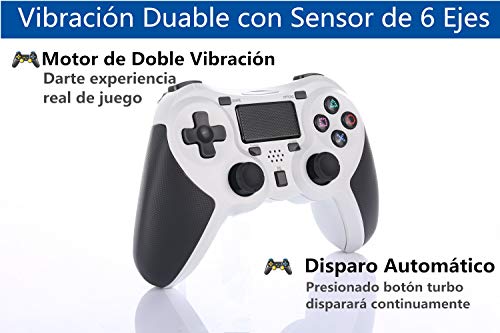 COOLEAD Mando para Playstation4, Controlador Inalámbrico Bluetooth para Playstation4 Doble Choque 4 con Panel Táctil Vibración Dual Compatible con PlayStation4 y PC(Blanco)