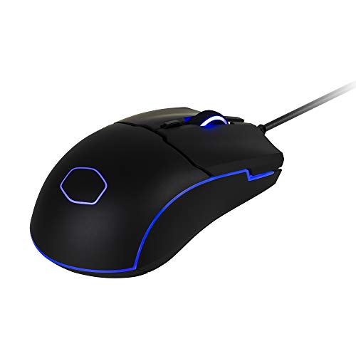 Cooler Master CM110 Ratón Gaming RGB con Cable - Sensor Óptico de 6000 DPI, Diseño Ambidextro Sujeción Tipo Garra/Con la Palma, 6 Botones, Negro Mate