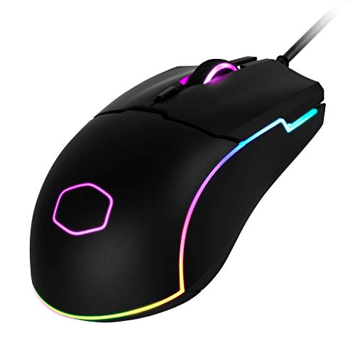 Cooler Master CM110 Ratón Gaming RGB con Cable - Sensor Óptico de 6000 DPI, Diseño Ambidextro Sujeción Tipo Garra/Con la Palma, 6 Botones, Negro Mate
