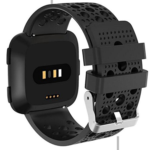 Correa de Repuesto para Fitbit Versa. Pulsera de Pulsera de Pulsera Deportiva de Silicona Ajustable de Silicona clásica para Fitbit Versa. Accesorio de SmartWatch de Fitness (Nero Grande)