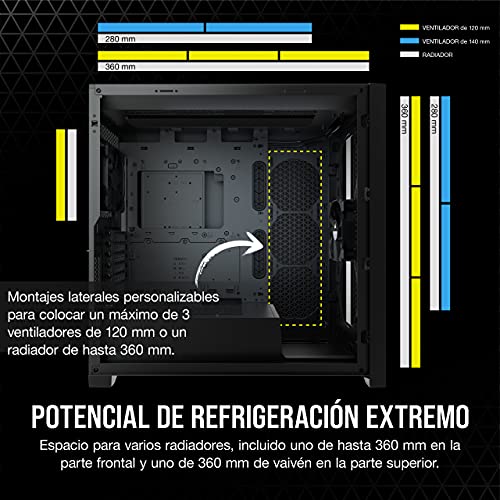 Corsair 5000D Airflow Chasis de PC ATX Semitorre con Cristal Templado (Panel Frontal con un Caudal de Aire Elevado, Sistema de Gestión del Cableado RapidRoute, Dos Ventiladores de 120 mm) Color Negro