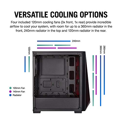 Corsair Carbide Spec-Delta - Chasis de semitorre para Juegos RGB, cristal templado, negro