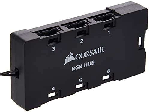 Corsair CO-8950020 Concentrador LED RGB de seis (6), Puertos para Ventiladores CORSAIR RGB Serie HD y SP, RGB Cubo del ventilador