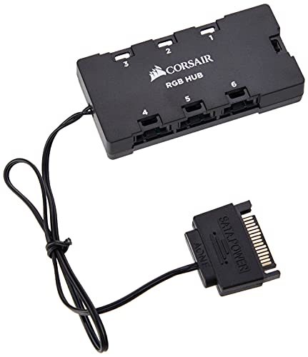 Corsair CO-8950020 Concentrador LED RGB de seis (6), Puertos para Ventiladores CORSAIR RGB Serie HD y SP, RGB Cubo del ventilador