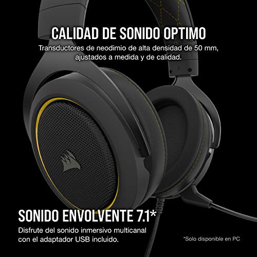 Corsair HS50 Pro Stereo Auriculares para Juegos (Ajustables Espuma viscoelástica Almohadillas, Ancelación del Ruido extraíble micrófono, Compatible con PC, PS4, Xbox One, Switch y móviles), Azul