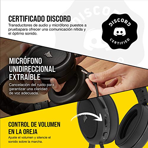 Corsair HS50 Pro Stereo Auriculares para Juegos (Ajustables Espuma viscoelástica Almohadillas, Ancelación del Ruido extraíble micrófono, Compatible con PC, PS4, Xbox One, Switch y móviles), Azul