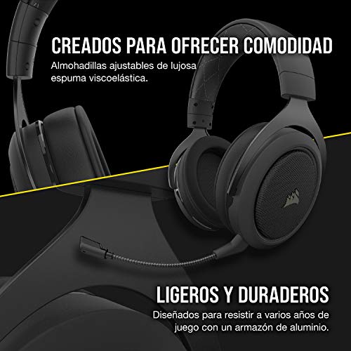 Corsair HS70 PRO WIRELESS SE, Auriculares Para Juegos (7.1 Sonido Envolvente, Inalámbrico De 2.4 GHz De Baja Latencia, Unidireccional Micrófono, Compatible Con PC, PS4), Negro