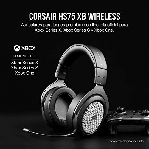 Corsair HS75 XB Wireless Auriculares para Juegos para Xbox One y Xbox Series X (Conéctese Instante sin Adaptador Inalámbrico, Audio Dolby Atmos Envolvente, Micrófono Unidireccional) Negro