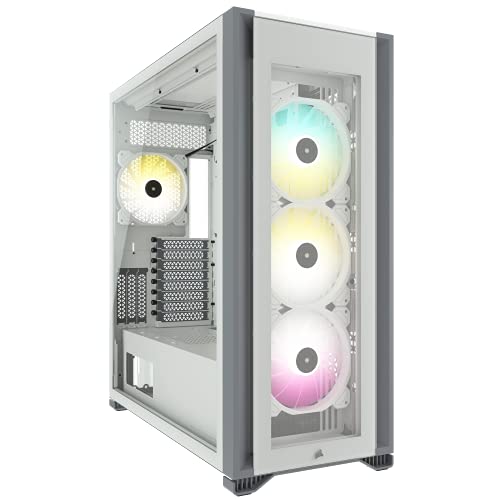 Corsair iCUE 7000X RGB Chasis para PC Inteligente ATX Full-Tower, Tres Paneles de Cristal Templado, Cuatro Ventiladores RGB de 140 mm Incluidos, Espacioso Interior, Blanco