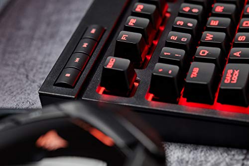 Corsair K63 - Teclado mecánico Gaming (Cherry MX Red, retroiluminación LED roja, QWERTY Español), Negro, 36.05 x 4.09 x 17.09 cm