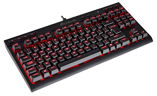 Corsair K63 - Teclado mecánico Gaming (Cherry MX Red, retroiluminación LED roja, QWERTY Español), Negro, 36.05 x 4.09 x 17.09 cm